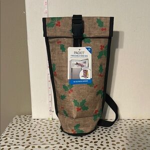 Freezable Wine Bag - Festive Holly Design